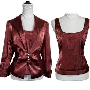 Vintage J.R. Nites Metallic Crop Tank & Jacket Set‎ Size XL Party Formal Sexy